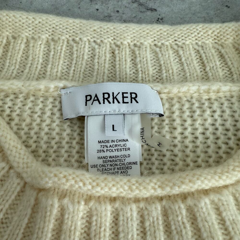 Parker Cable Knit Cropped Cream Sweater Womens size Large - Picture 3 of 6